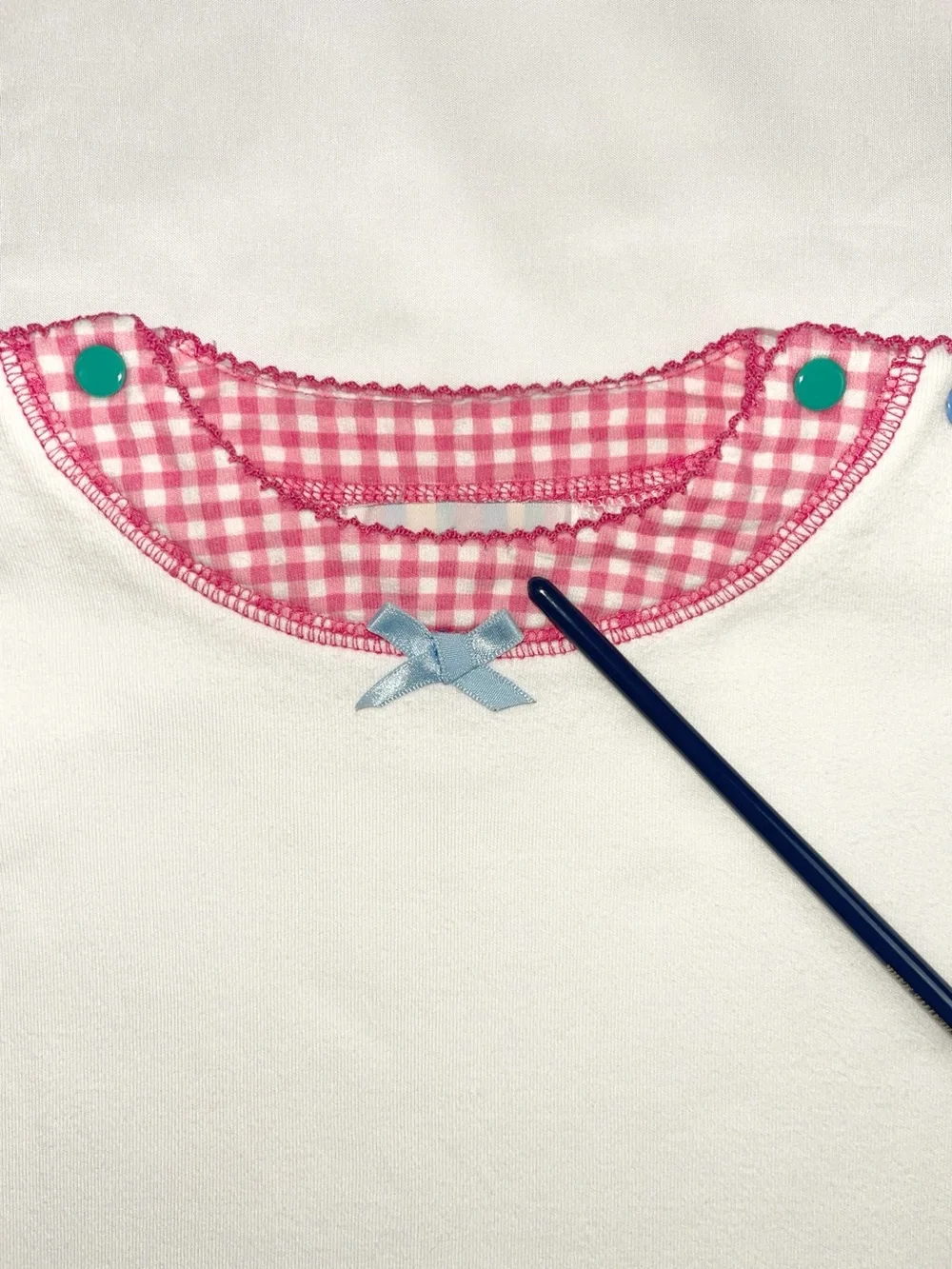 Gymboree 90s White Gingham Trim Vintage Top Rainbow Tag 100% Cotton Infant 6-12